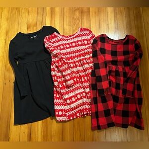 Three thermal Old Navy Toddler Girl 5t holiday dresses